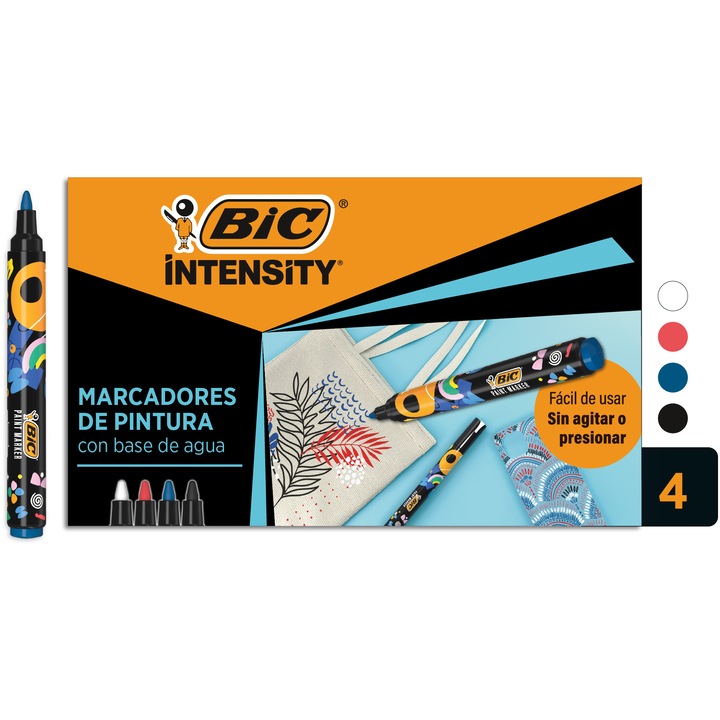 Маркери BIC Intensity, Различни цветове, Кутия от 4
