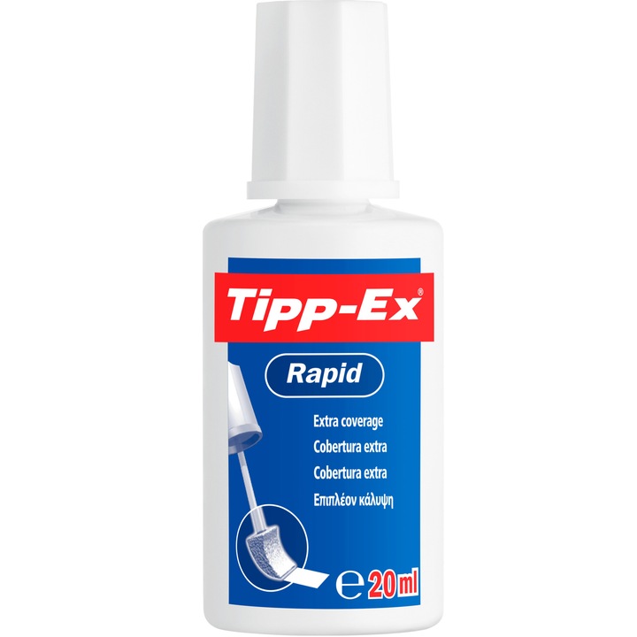 Corector fluid BIC - Tipp-Ex Rapid, aplicator cu burete, 20ml, blister 1 bucata