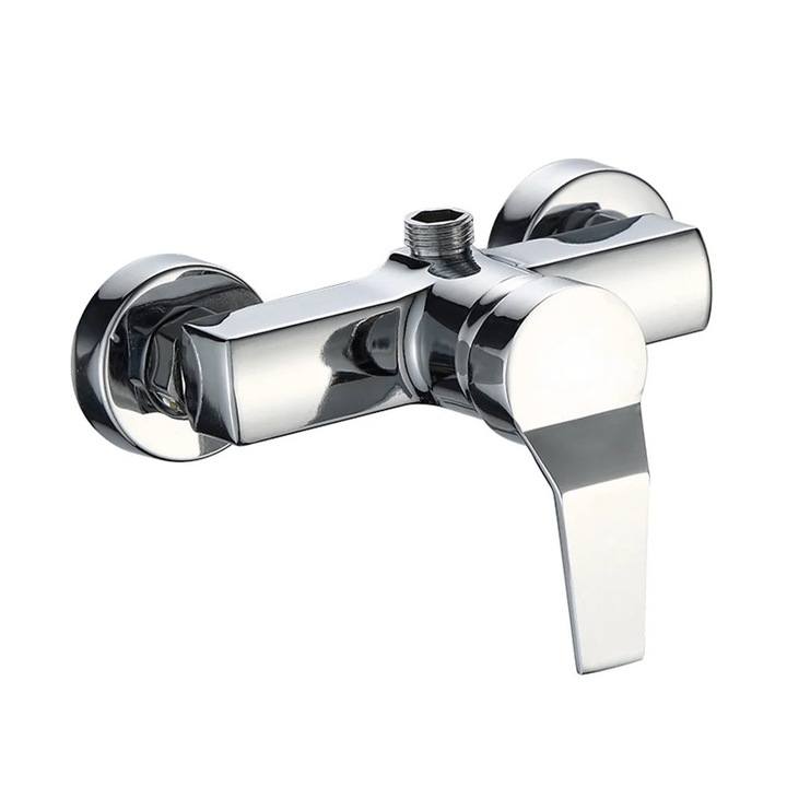 Baterie sanitara pentru baie, zinc, 17x15x11cm, crom, design cu un singur maner