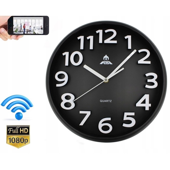 Ceas de Perete cu Camera Ascunsa S-Talk FD-2288, Imagine Live prin Internet cu Baterie (Detectare Miscare/Android/iOS)