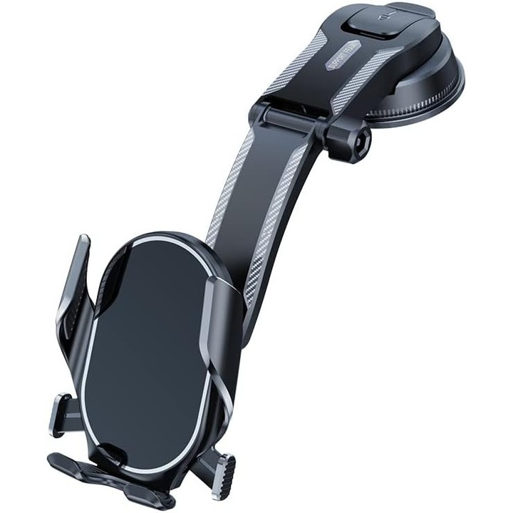 Továbbfejlesztett autós telefontartó, szélvédő szellőzőnyílásához az autó műszerfalán, stabil bilincskar 360°-ban állítható autós telefontartó, minden iPhone Android telefonhoz, fekete