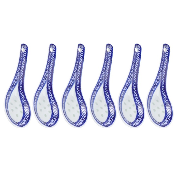 Lingura supa ceramica ZYBLSSBB alb albastru 20x5cm