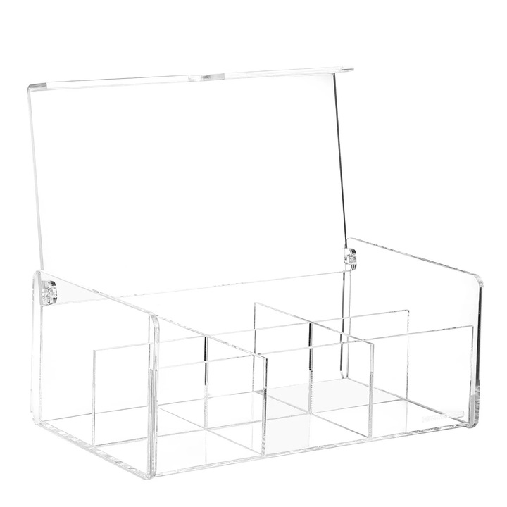 Suport ceai ZYBLSSBB acrilic transparent 23x14x9.5cm 6 compartimente
