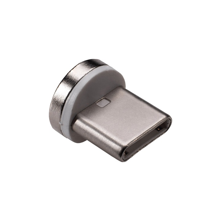 Conector cablu magnetic USB-C Akyga AK-AD-68, mic, interschimbabil, pentru telefon/tableta, argintiu