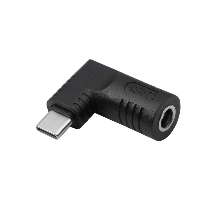 Adaptor universal, Akyga, USB-C, 65W, compact, 5.5x2.5mm, negru