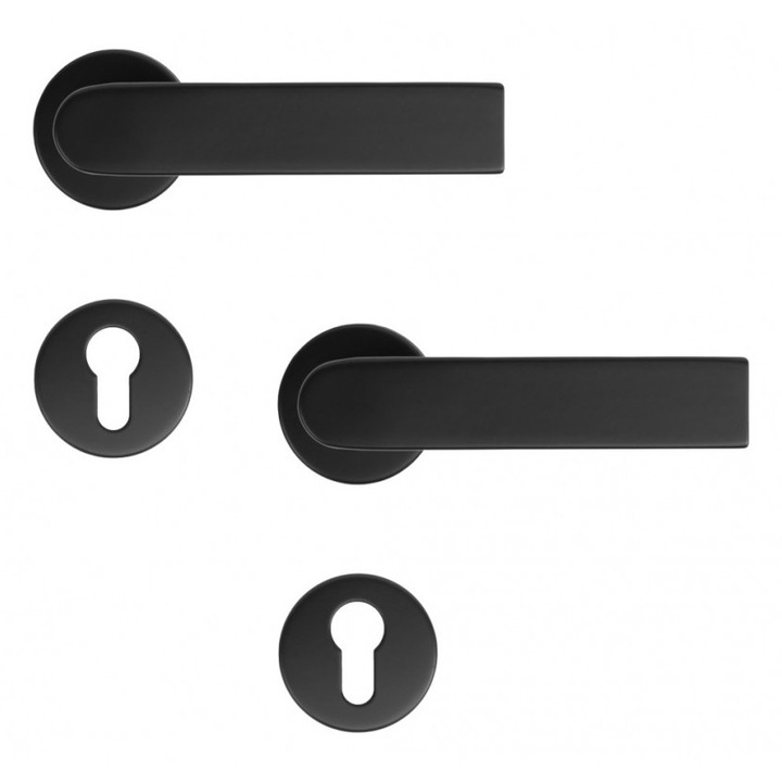 Maner usa interior STROXX LUCA cu rozeta rotunda pentru cilindru, material inox, culoare negru mat