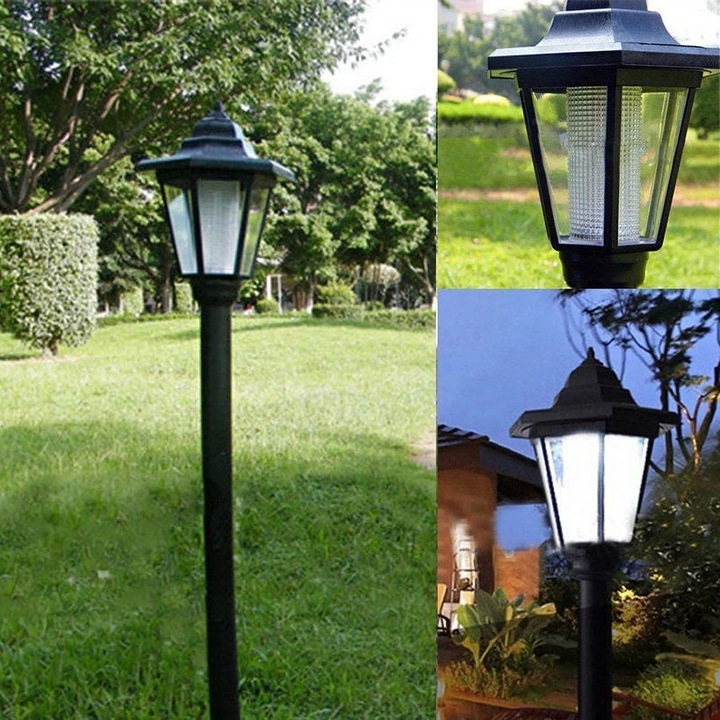 Lampa solara de gradina YANYXR, montare pe perete, alb-negru, 12h, 12x47cm