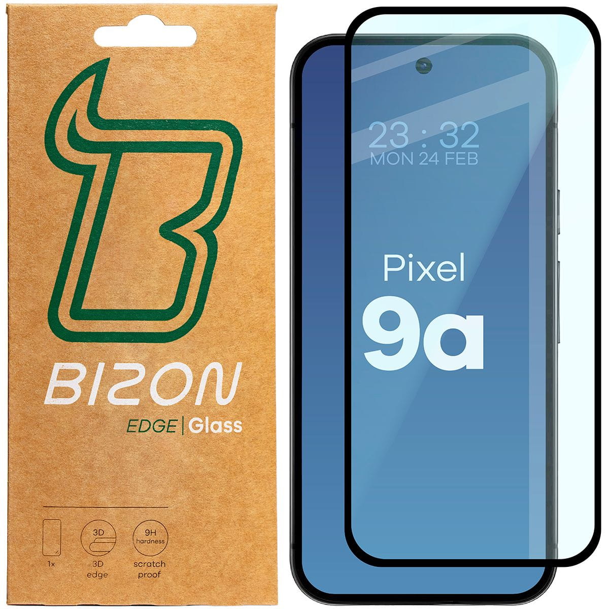 Sticla Bizon Glass Edge 2 pentru Google Pixel 9a, transparenta
