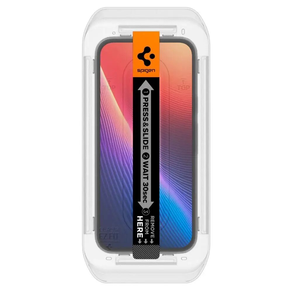 Set 2 folii sticla cu sistem de montare Case friendly Spigen GLAStR EZ FIT compatibil cu Google Pixel 9a Clear