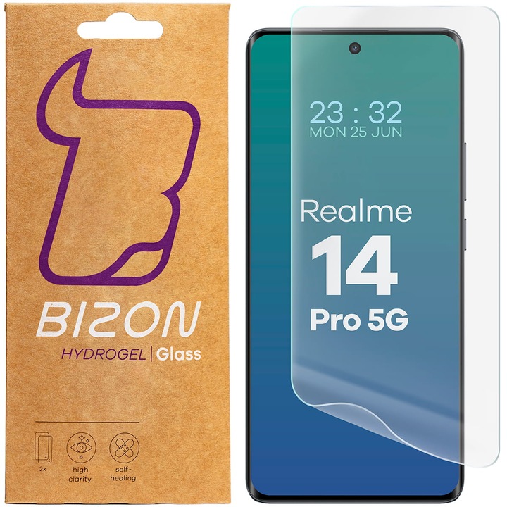 2x fólia Készlet Bizon Glass Hydrogel Screen kompatibilis Realme 14 Pro 5G, átlátszó