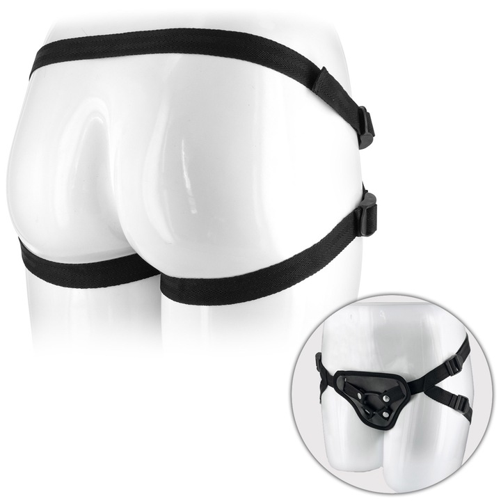 Centura universala pentru dildo, Real Body, 2 inele din silicon, negru, dimensiune ajustabila