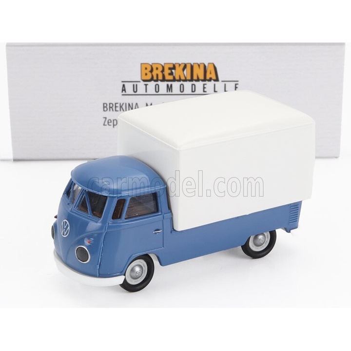 Brekina Volkswagen T1b Pickup Telonato 1960-as modellautó 1:87, kék, fehér