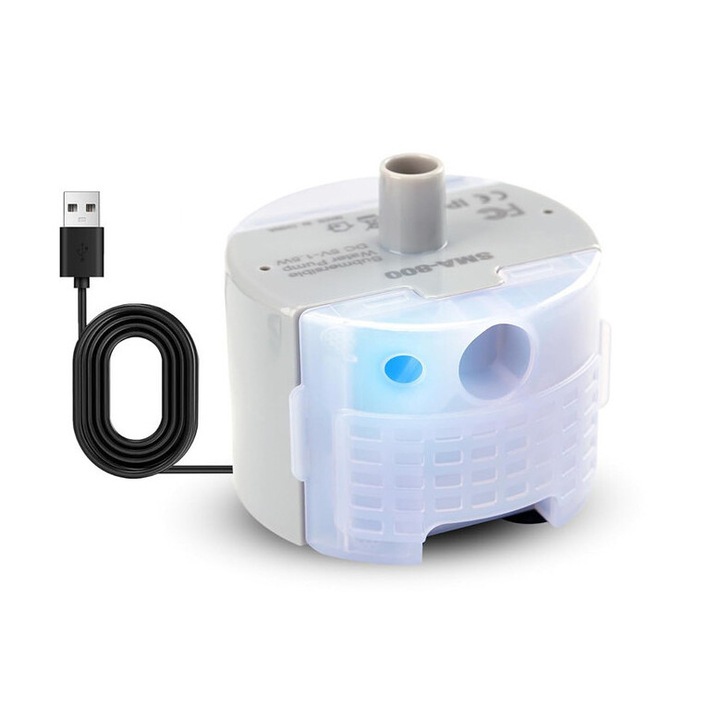 Pompa pentru fantana de apa pentru pisici, SMA-800, submersibila, ultra-silentioasa, usor de curatat, 5V