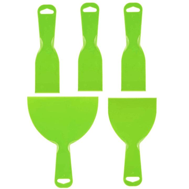Set 5 raclete pentru curatare vopsea, Enforose, plastic, 2 inch/4 inch/6 inch, verde