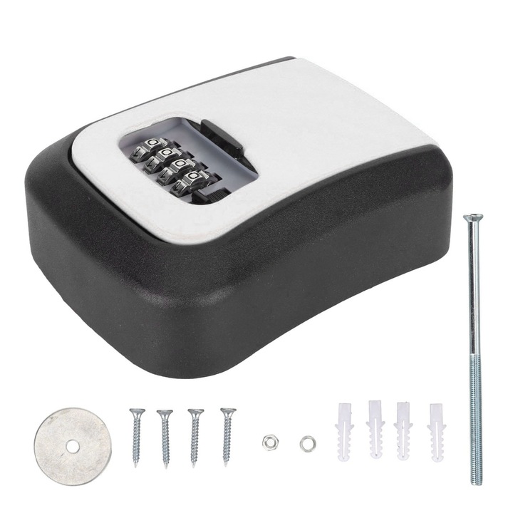 Cutie seif pentru chei, din aliaj de aluminiu, gri, cu montare pe perete, cutie de blocare cu combinatie pentru gestionarea depozitarii obiectelor Endorose