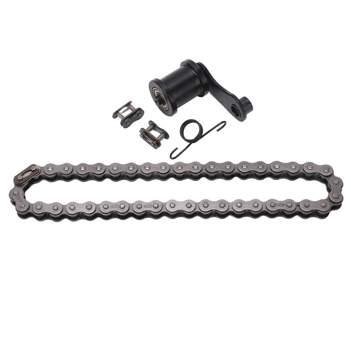Обтегач за ролка на верига 420, Enforose, комплект с верига 42L, стоманена сплав, за минибайкове