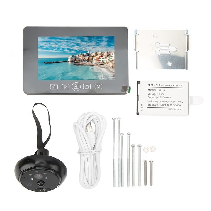 4,3-инчов видео визуализатор HD цветен тъчскрийн Откриване на движение Нощно виждане LCD цифров звънец за дома Endorose