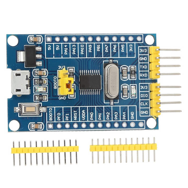 Placa de dezvoltare Enforose STM32F030F4P6, 45x30mm, 5V/3.3V, MicroUSB, cu 2 pini