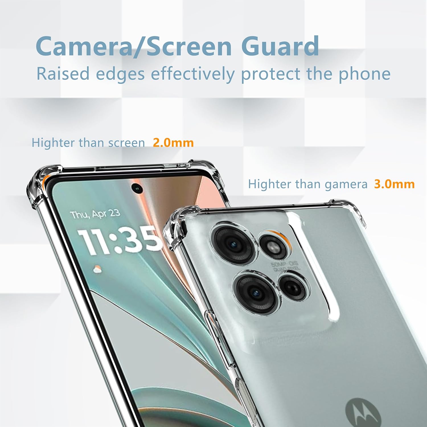 BestCase® Husa Pentru Motorola G75, Anti Shock 1.5MM, Protectie camera si ecran, Transparent