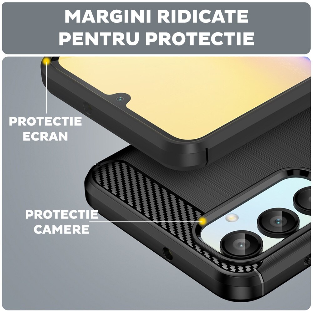 Husa pentru Samsung Galaxy A56 5G Daden Carbon Flexibila Antisoc, Hybrid Antisoc, Negru