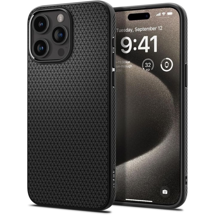 iPhone 15 Pro Max tok – Spigen Liquid Air – matt fekete
