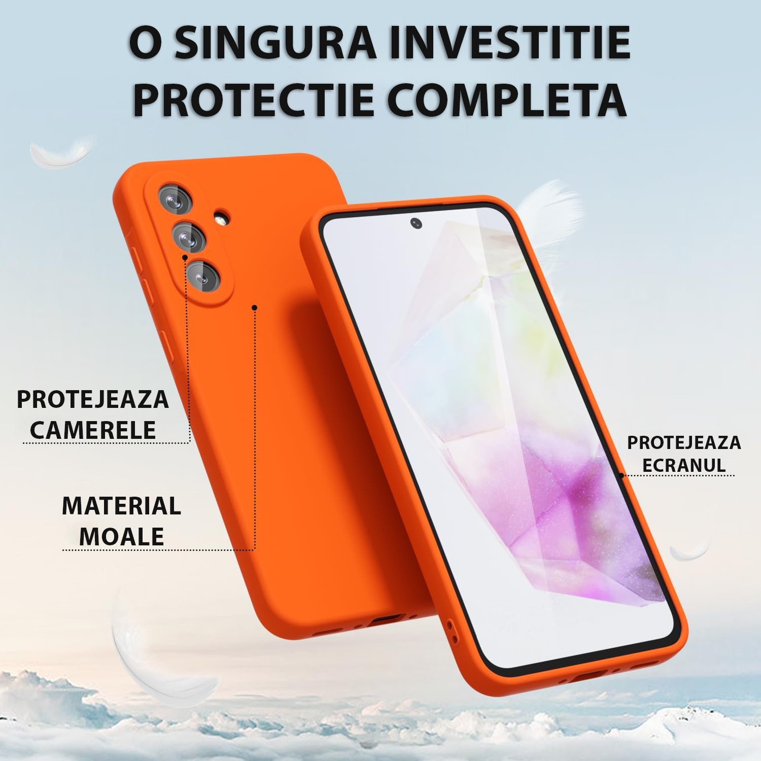 Husa pentru Samsung Galaxy A26 Daden® Silicon Soft, Ultra Slim, Protectie sporita, Interior de microfibra, Portocaliu