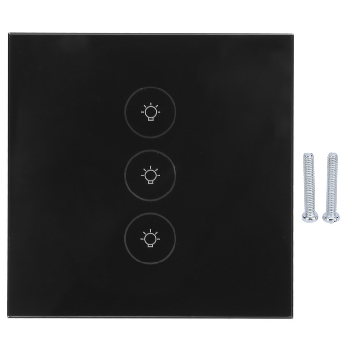 Comutator de lumina tactil WiFi, 3 moduri de control, negru, pentru aplicatia TUYA, 110240V