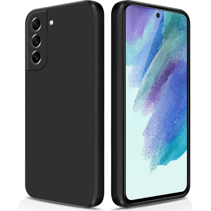 Samsung Galaxy S21 FE-vel kompatibilis telefontok, Soft Silicone Premium, ütésálló, kameravédelem, mikroszálas belső (bársony), megemelt élek a képernyő védelméért, fekete