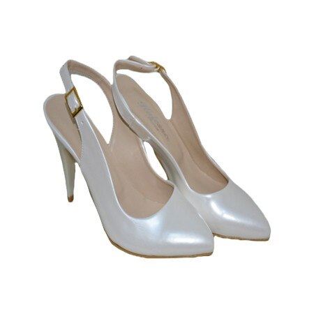 Sandale elegante, inchis in fata si decupat in spate, D&J Exclusive, Alb fildes