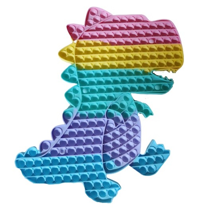 Jucarie Antistres din Silicon, Pop It Now, Dinozaur, Multicolor, 45x32 cm, Model 3, Stef's Cat
