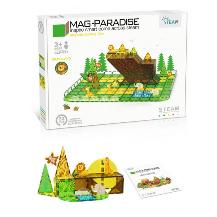 Set de constructie El Contente, 32 piese, tema animal, multicolor, 3 ani+