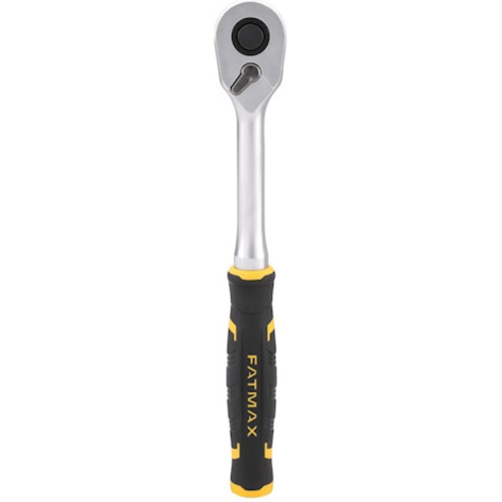 Тресчотка STANLEY FATMAX FMMT82676-0, 1/4 инча, 120 зъба, Крушовидна глава, Прецизност и скорост, Подобрен достъп в тесни пространства, Бутон за бързо освобождаване за лесна смяна на вложки