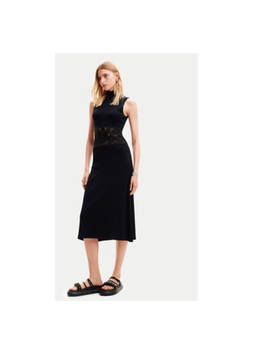 Дамска рокля, Desigual, 303776794, Полиестер, Черен, Черен