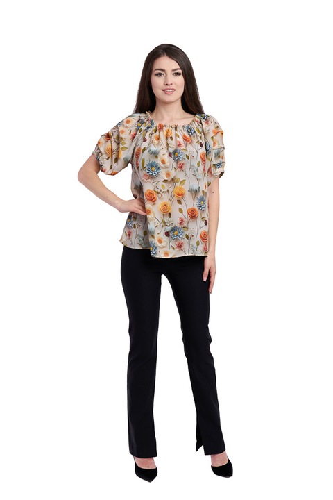Bluza dama 933, Gri/Galben/Crem