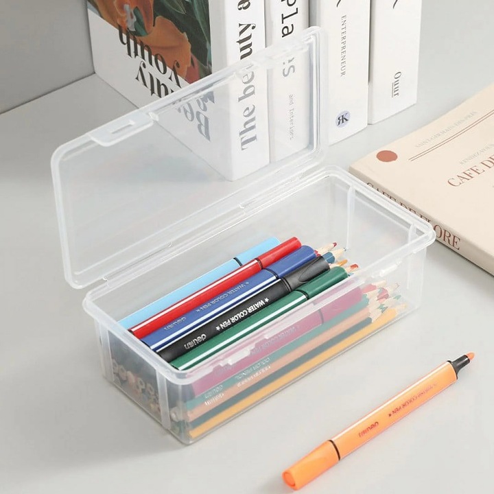 Cutie organizatoare YANYXR, plastic transparent, capacitate mare, stivuibil, 3x, 25x10x5cm