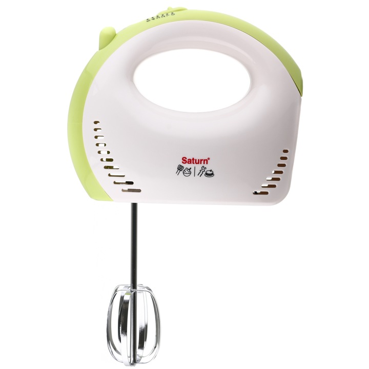 Ръчен миксер Saturn ST-FP1041 Green, 200W, 5 скорости, 2 чифта приставки: за месене, за разбиване, Бутон за премахване на принадлежностите
