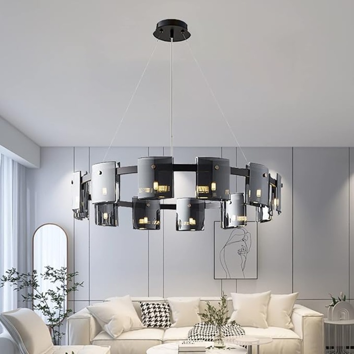 LED полилей JIJU® модерен GOLD BLACK стъкло G9 X 9