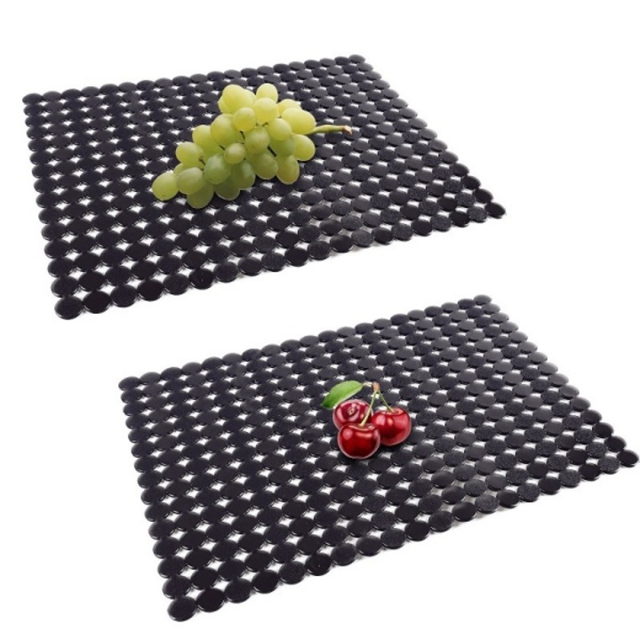 Set de 2 covorase pentru chiuveta, protectie fund chiuveta, material PVC, 30x40cm, negru
