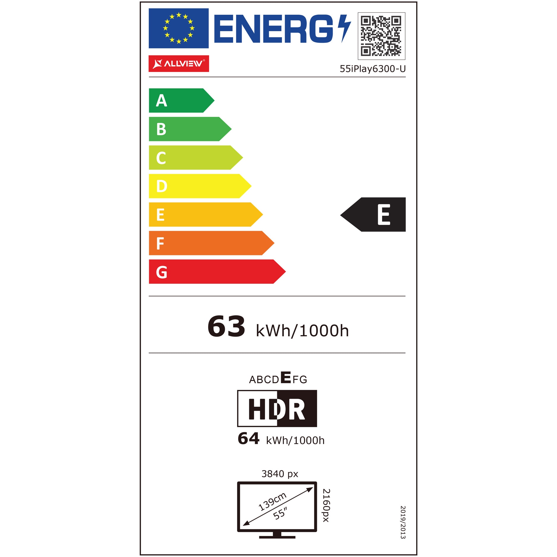 Televizor Allview LED 55iPlay6300-U, 140 cm, Smart, 4K Ultra HD, Clasa E