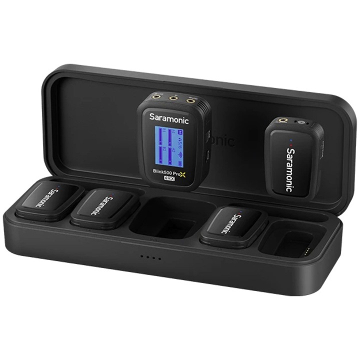 Безжичен микрофон Saramonic Blink500 ProX B8, 1x приемник, 4x микрофон, Автономност 11 часа, Обхват 280 м, Черен