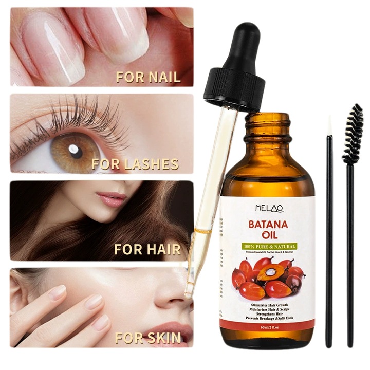 Етерично масло за коса, Batana Essential Oil, 60 ml, различни нужди на тялото, за: укрепване на косата, растежа на косата и миглите, овлажняване на кожата, укрепване на ноктите