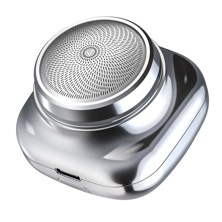 YANYXR BCS2908991 elektromos borotva, digitális kijelző, USB újratölthető, IPX7 mosható, mini, ezüst, 5x5 cm