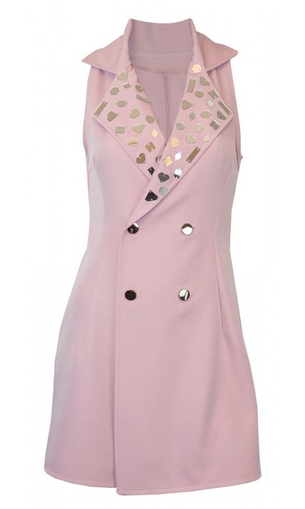 Púderrózsaszín kabátruha tükör kiegészítőkkel, Rózsaszín