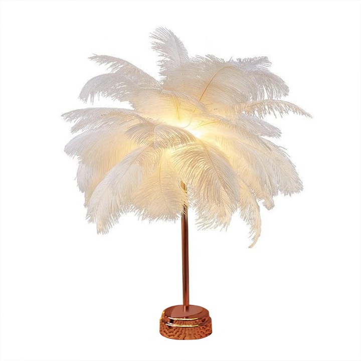 Lampa de masa cu pene ZYBLSSBB alb 40x9.5x9.5cm LED baterii USB