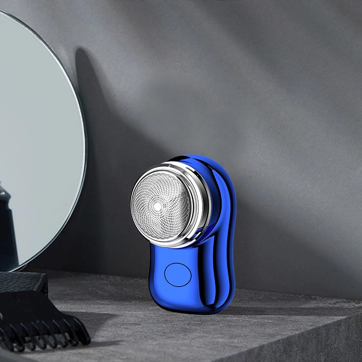 YANYXR mini hordozható elektromos borotva, kék, 7.7x4.8cm, USB újratölthető