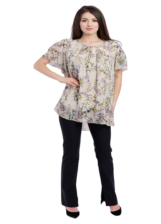 Bluza dama 949, Bej/Verde deschis/Mov, Marime Universala