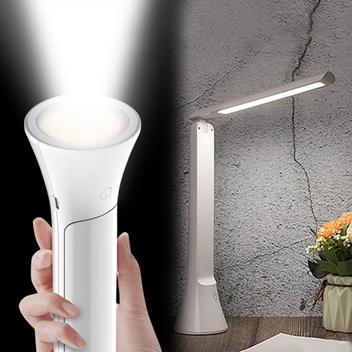 Lampa birou pliabila ZYBLSSBB, LED, reglabila, alb-negru-roz-verde-albastru, 28x7.4x7.4cm