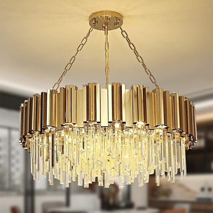 JIJU® кристален полилей на верижка GOLD 7xE14/40W/230V