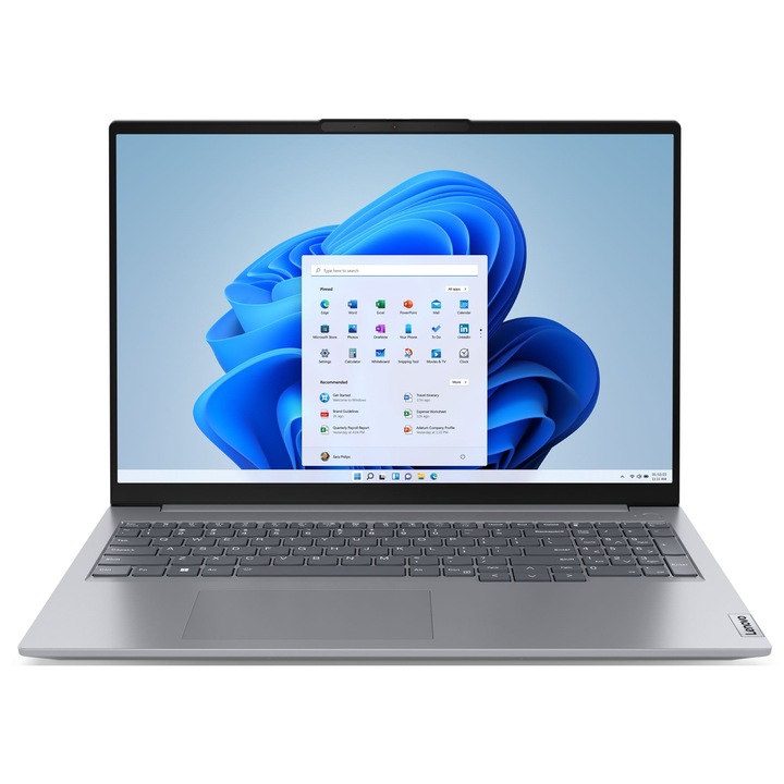 Лаптоп Lenovo ThinkBook 16 G6 ABP с AMD Ryzen 5 7430U (2.3/4.3GHz, 16M), 64 GB, 1TB M.2 NVMe SSD, AMD Radeon RX Vega 7, Free DOS, Сив