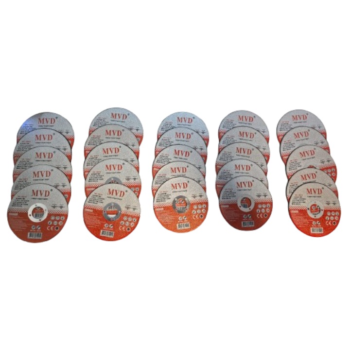 Set 25 Discuri Taiere Metal MVD 115mm x 1.2mm - Fier, Inox, Universal - Durabilitate Mare